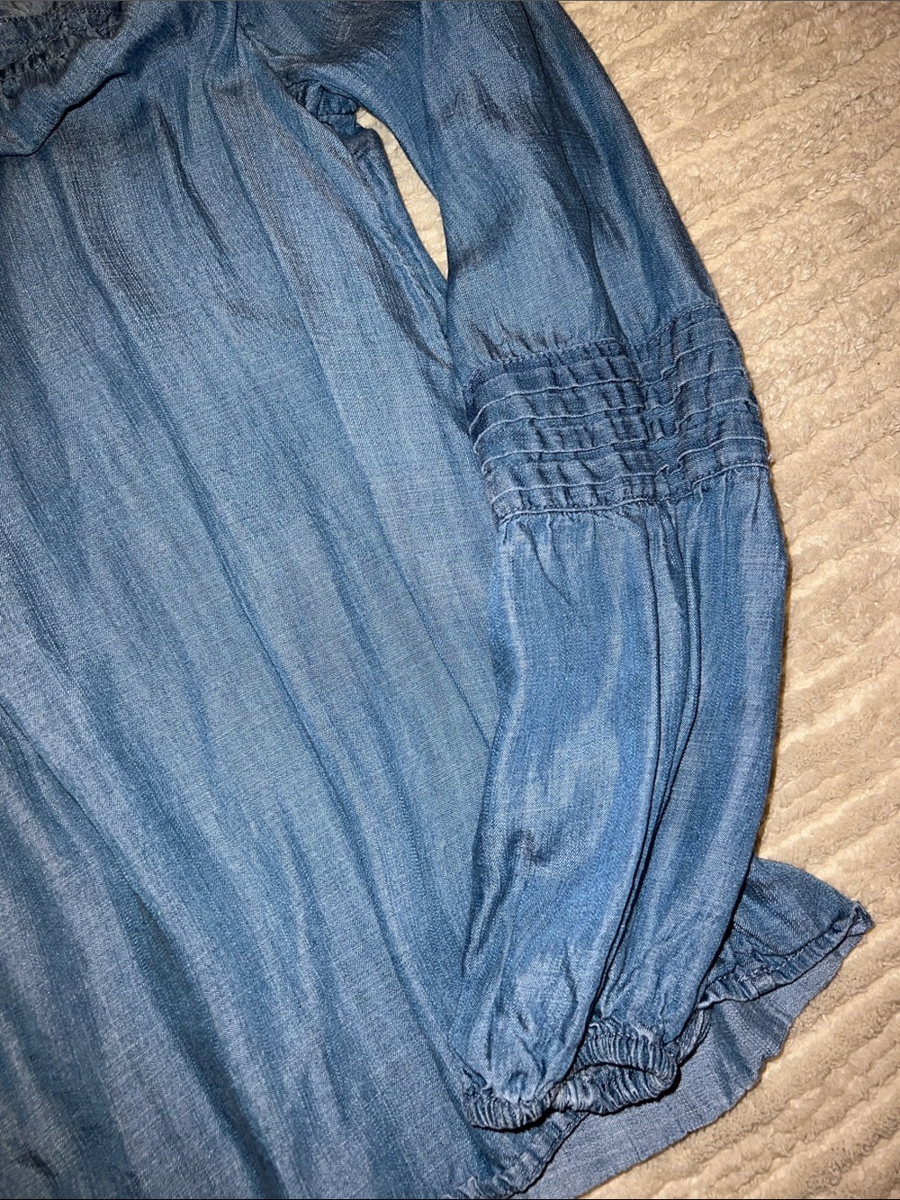 LC Lauren Conrad Blue Chambray Square-Neck Peasant Top - Picture 3 of 3